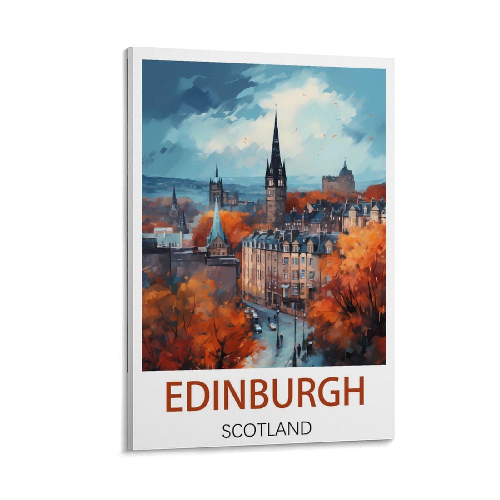 QQLADY Edinburgh Scotland Vintage Travel Posters 24x36inch(60x90cm) Canvas Prints Wall Art Paintings Pictures for Living Room Bedroom Wall Decor