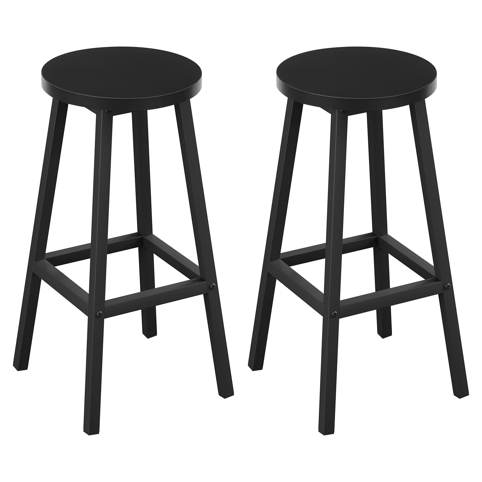 Klihome Taburete de Bar Juego de 2, Taburetes Altos Cocina con Reposapies, Sillas Altas de Cocina, Comedor y Barra Bar, Estructura de Metal, Negro