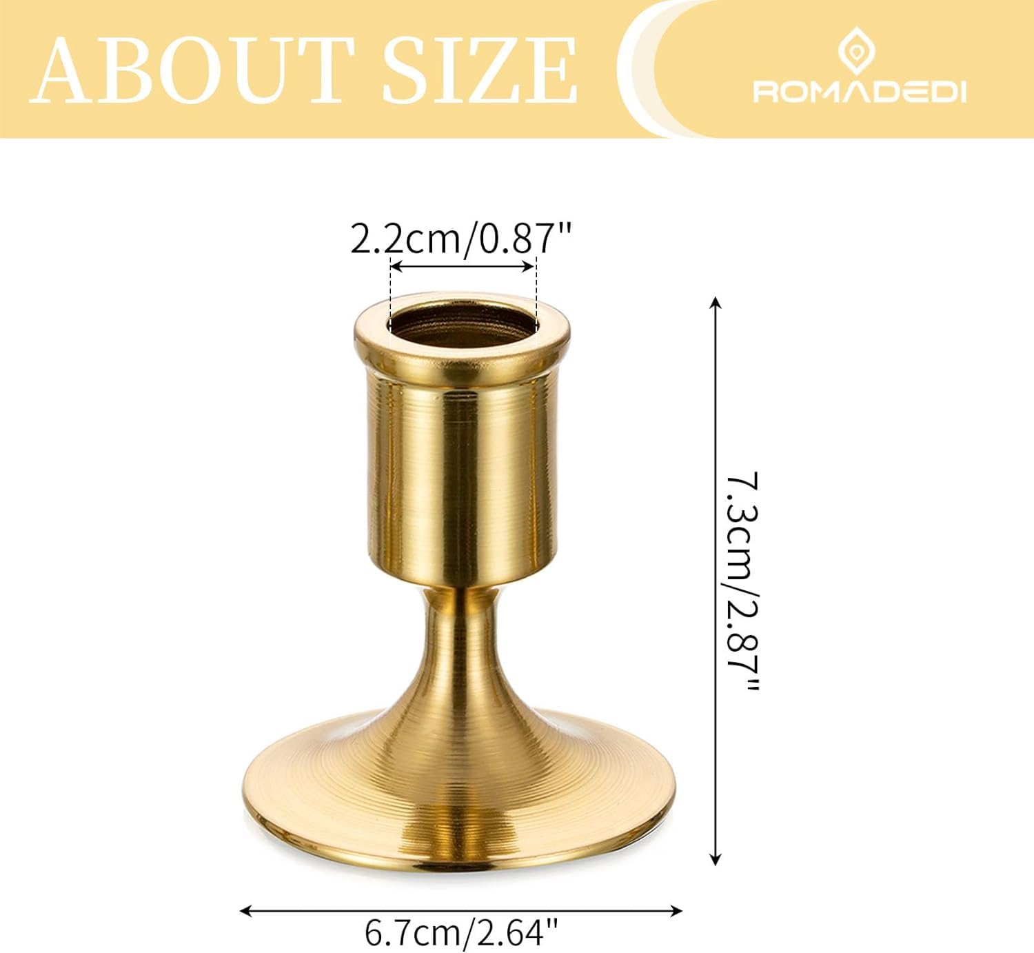 Goldener Kerzenhalter für Kegel, 6 Stück, Romadedi goldfarben, messingfarben, Kerzenhalter für Tischdekoration, Hochzeitsempfang, festliche Weihnachts-Kamindekoration oder Heimdekoration