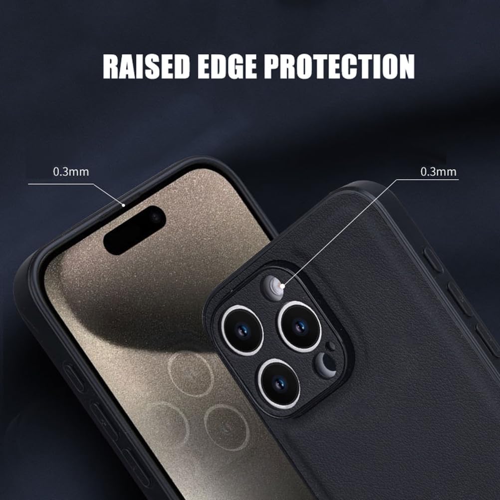 Smukłe etui do iPhone'a 17/17 Pro/17 Air/17 Pro Max, skórzane etui ochronne na całą osłonę, tekstura liczi, odporna na wstrząsy obudowa, 17pro, czarne