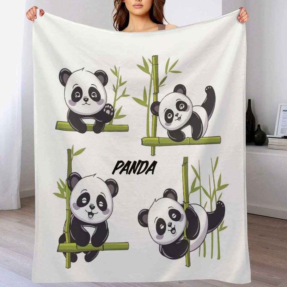 Koc panda do przytulania dla dziewczynek, puszysty koc, flanelowy, koc polarowy, koc do oglądania telewizji/na sofę, koc na kanapę, ciepły, przytulny, trwały, 200 x 200 cm (01, 220 x 240 cm)