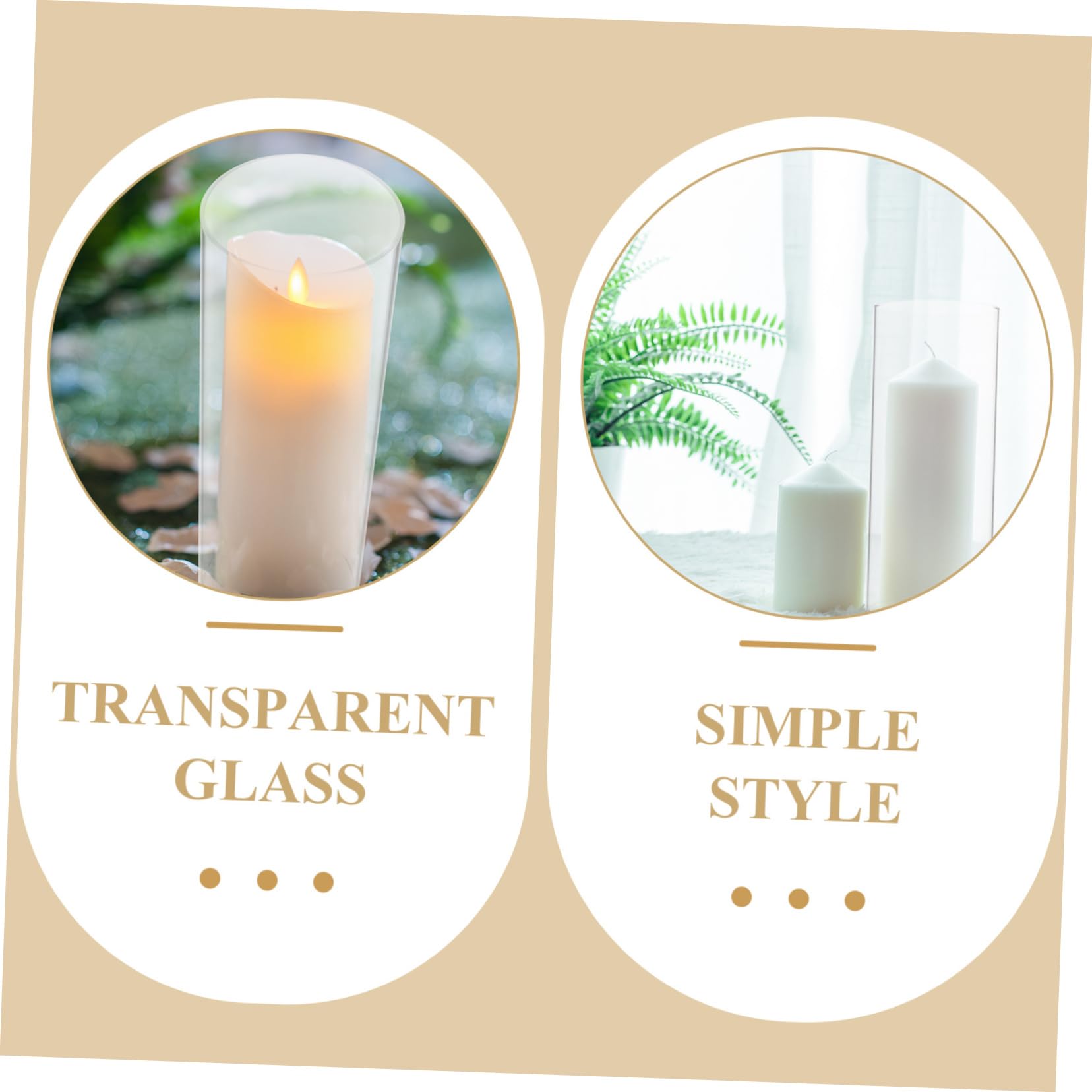 Copri Candela in Vetro Borosilicato 2 Pezzi, Cilindrico Trasparente