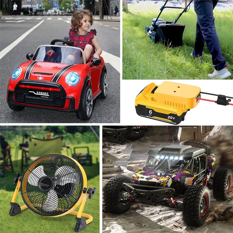 2 Packs Upgraded 20V Battery Adapter Power Tool Battery Adaptor for Dewalt 18V 20V 60V Battery Dock Power Connector 12 Gauge with Switch Fuse & Wire Terminals for RC Car Toys Robotics2