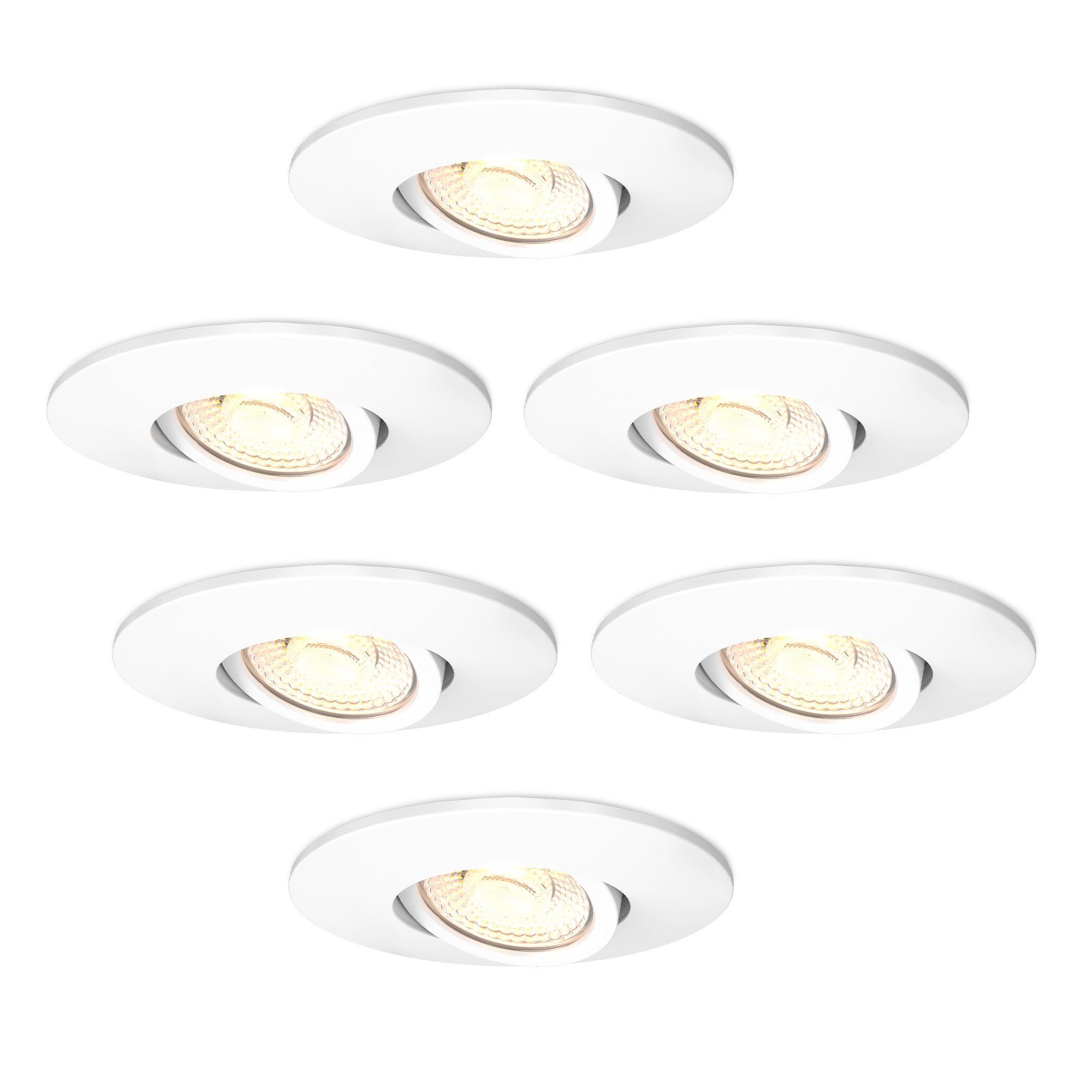 Ledvion 6 piezas foco LED blanco 6W CCT neutro impermeable IP65 | Medida de empotrar Ø96mm; Impermeable para bano ducha y zonas interiores humedas