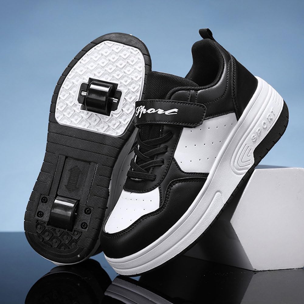 Hiseng Chaussure Roller Fille 28-40EU, Basket Roller pour Enfan Chaussure a Roulette Garcon Chaussure a Roulette Fille Garçons Chaussures Roller Roues Basket a Roulette Adolescents pour Extérieur