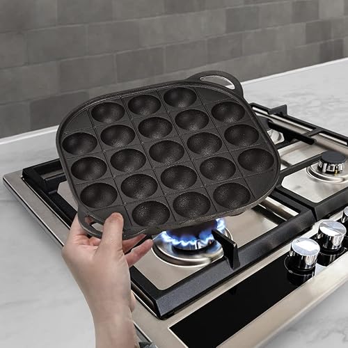 Miniatura 8 de TIKUSAN Takoyaki Pan - Molde de de hierro fundido Takoyaki para calentador de gas (21 moldes)