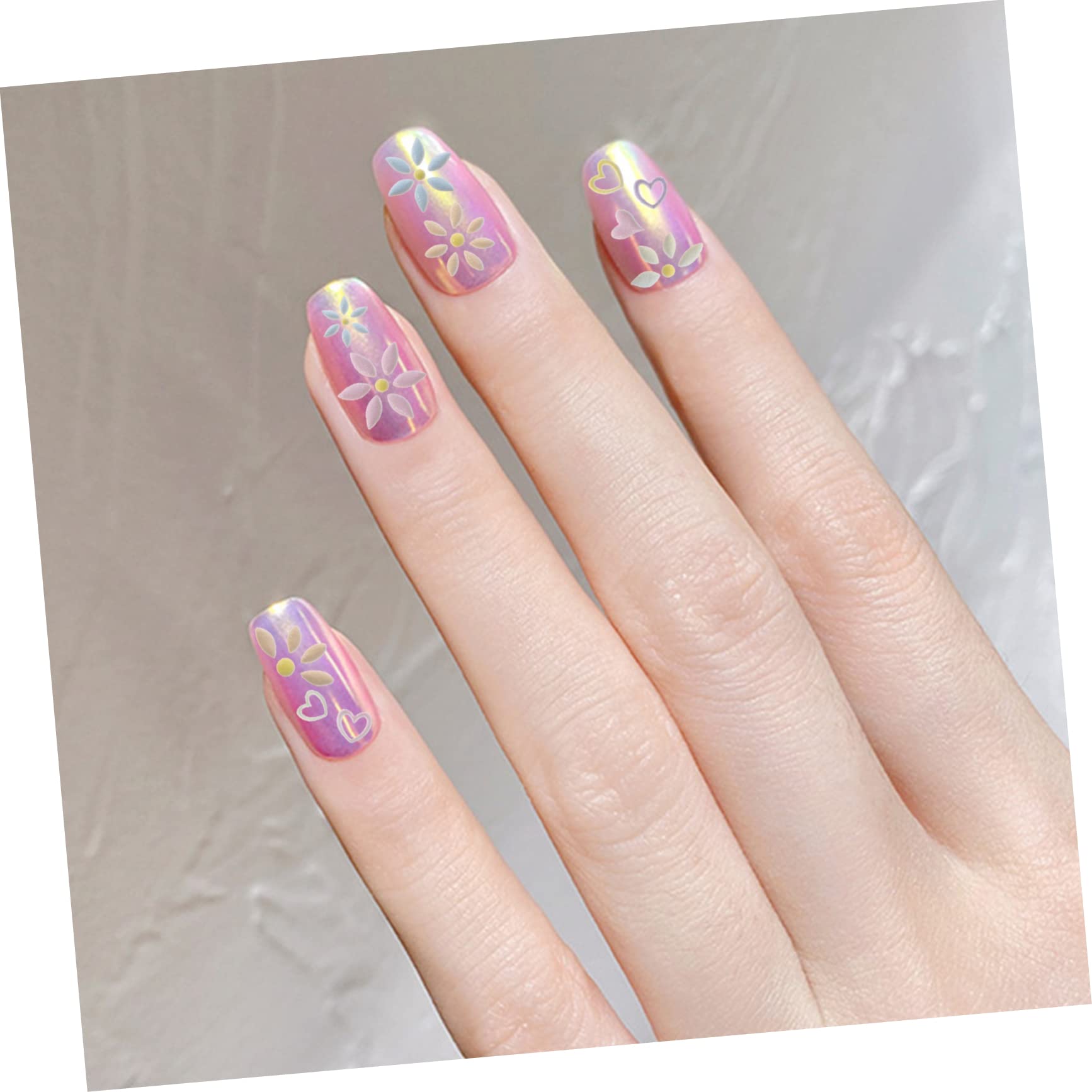 Healvian 15hojas Pegatinas Decorativas De Uñas Diseño Floral Calcomanías Autoadhesivas Para Manicura y Pedicura Para Diy y Fiestas Temáticas