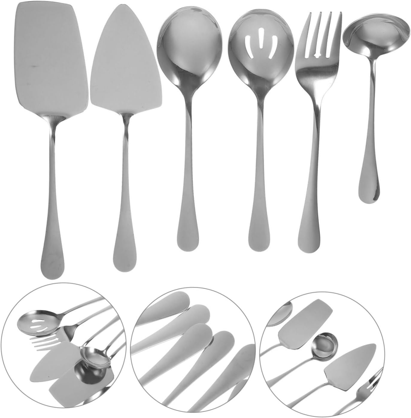 Ciieeo 1set Stainless Steel Cake Spatula Utensil Dessert Fork Spoon Cutlery for Buffet and Party Serving and Reusable Eating Utensils