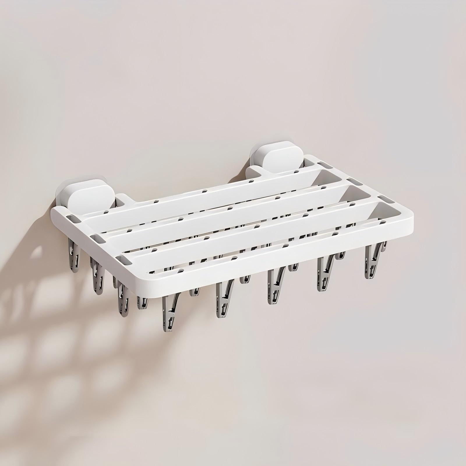 Stendibiancheria da parete con 26 clip nascoste per calze e biancheria