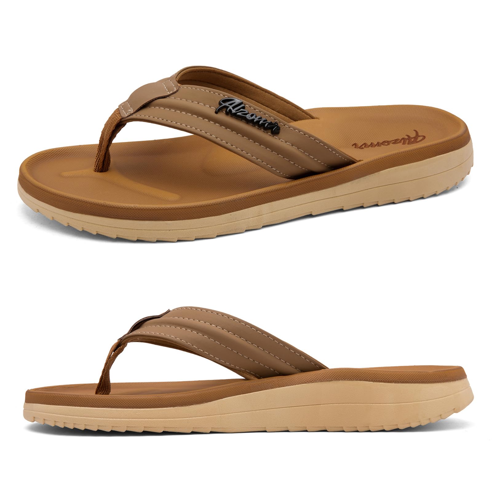 Harxxitd Men's Flip Flops with Arch Support Thong Orthopedic Sandals for Plantar Fasciitis & Flat Feet, Water Friendly Non-Slip Summer Beach