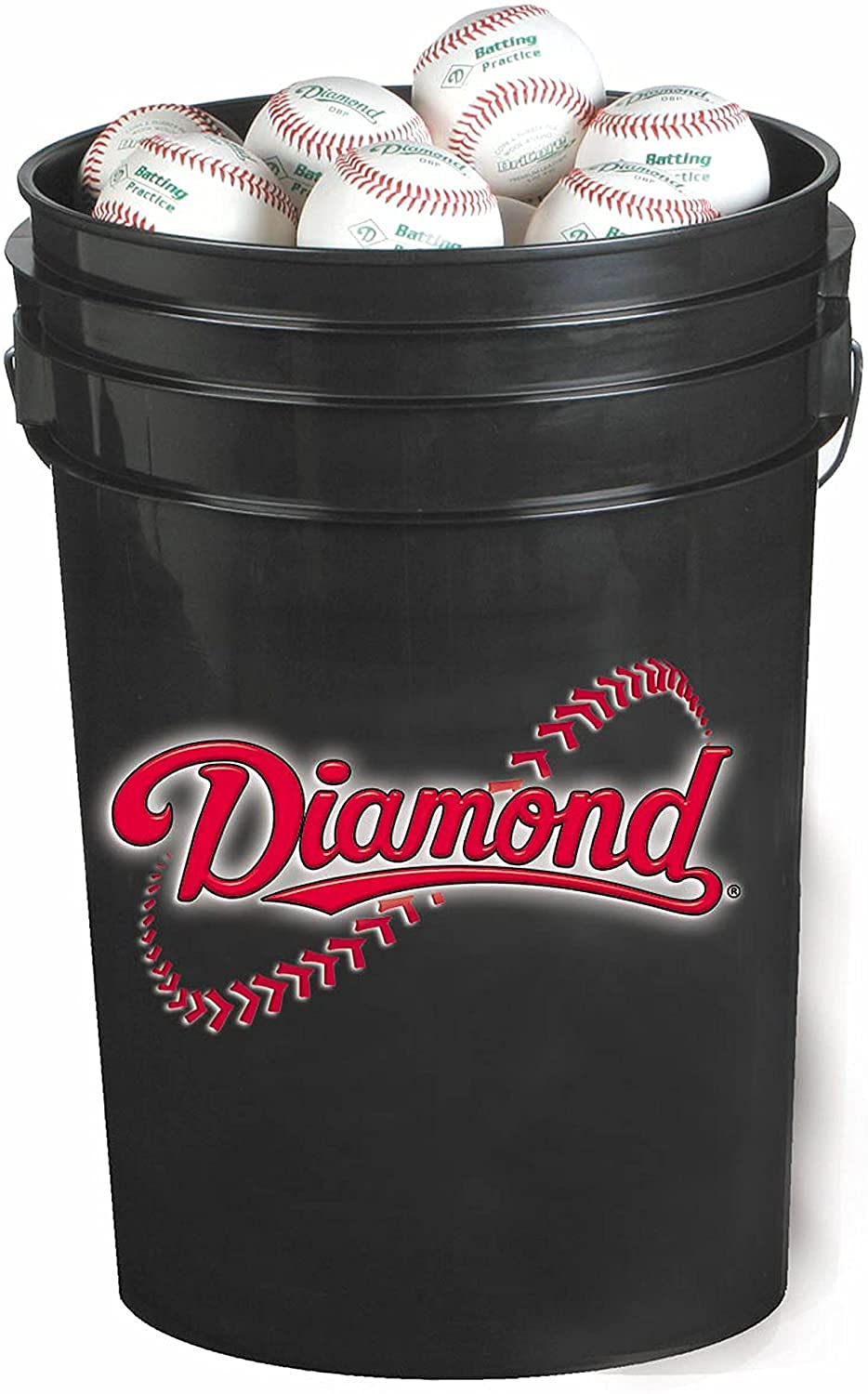 Diamond Baseball 30 D-OB Baseballs with Black 6 Gallon Ball Bucket BKT B D-OB 30