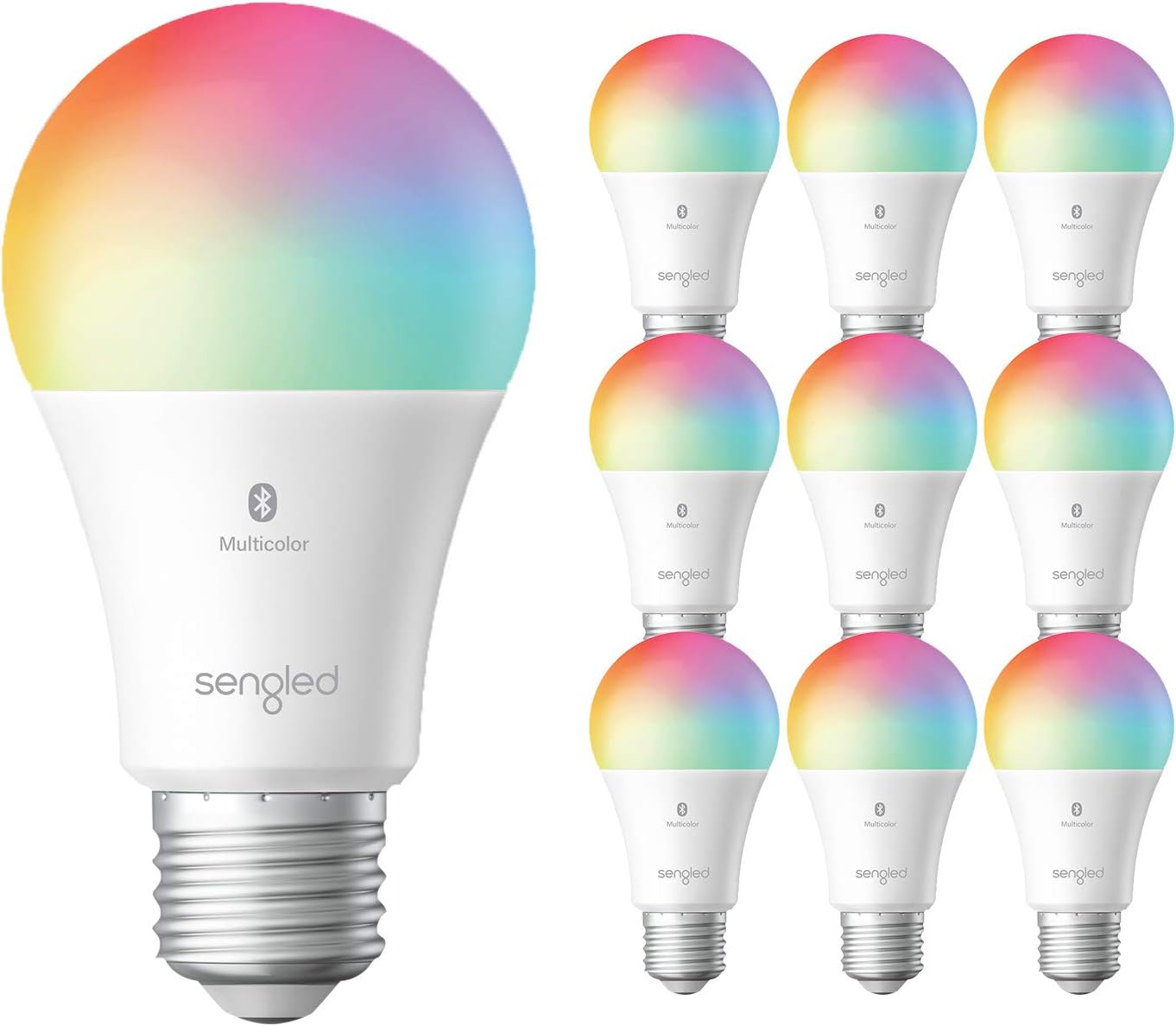 Product Deal Sengled Smart Light Bulbs, Color Changing Alexa Light Bulb Bluetooth Mesh, Smart Bulbs That Work with Alexa Only, Dimmable LED Bulb A19 E26 Multicolor, High CRI, High Brightness, 9W 800LM, 10 Pack