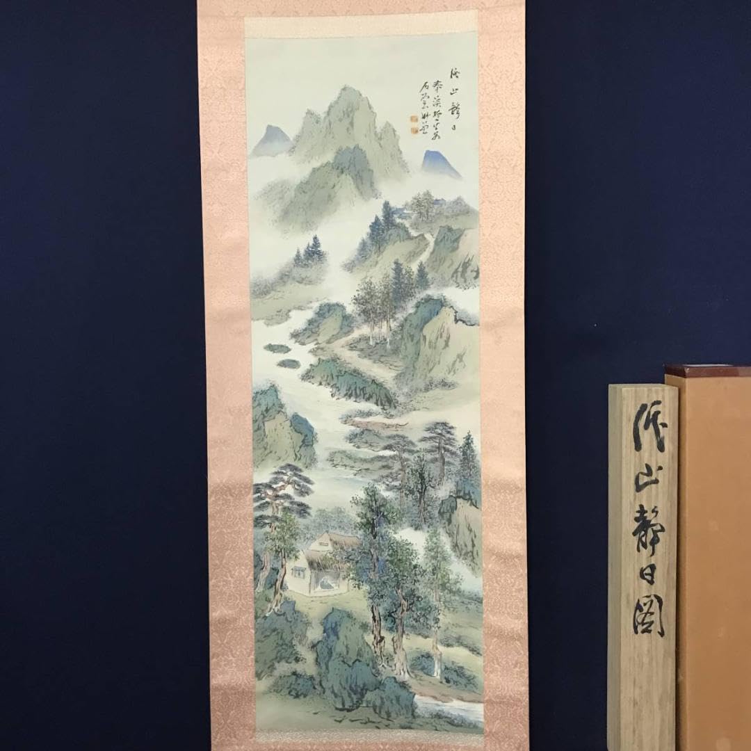 Amazon.co.jp: 横山春渓 渓山静日図 青緑山水図 山水図 掛け軸AB-669  