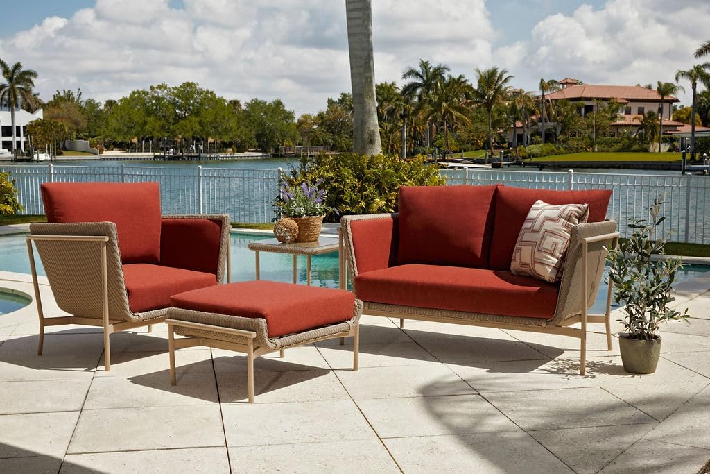 RSH DECOR: Deep Seating Loveseat Cushion Set | 44” x 24” Loveseat | All-Weather Spun Fabric | Outdoor Foam Settee and Pillow Back Cushions for Patio Furniture | Black | Made in USA