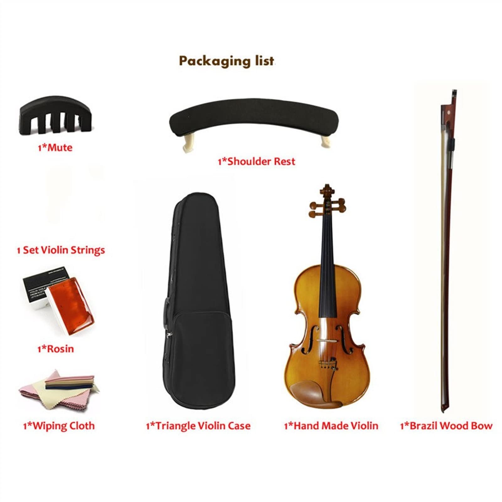 Violinen Schüler Ahorn Violine Mit Etui Bogen Saiten Komplettes Set Jujube Holz Zubehör (Color : 1/8)