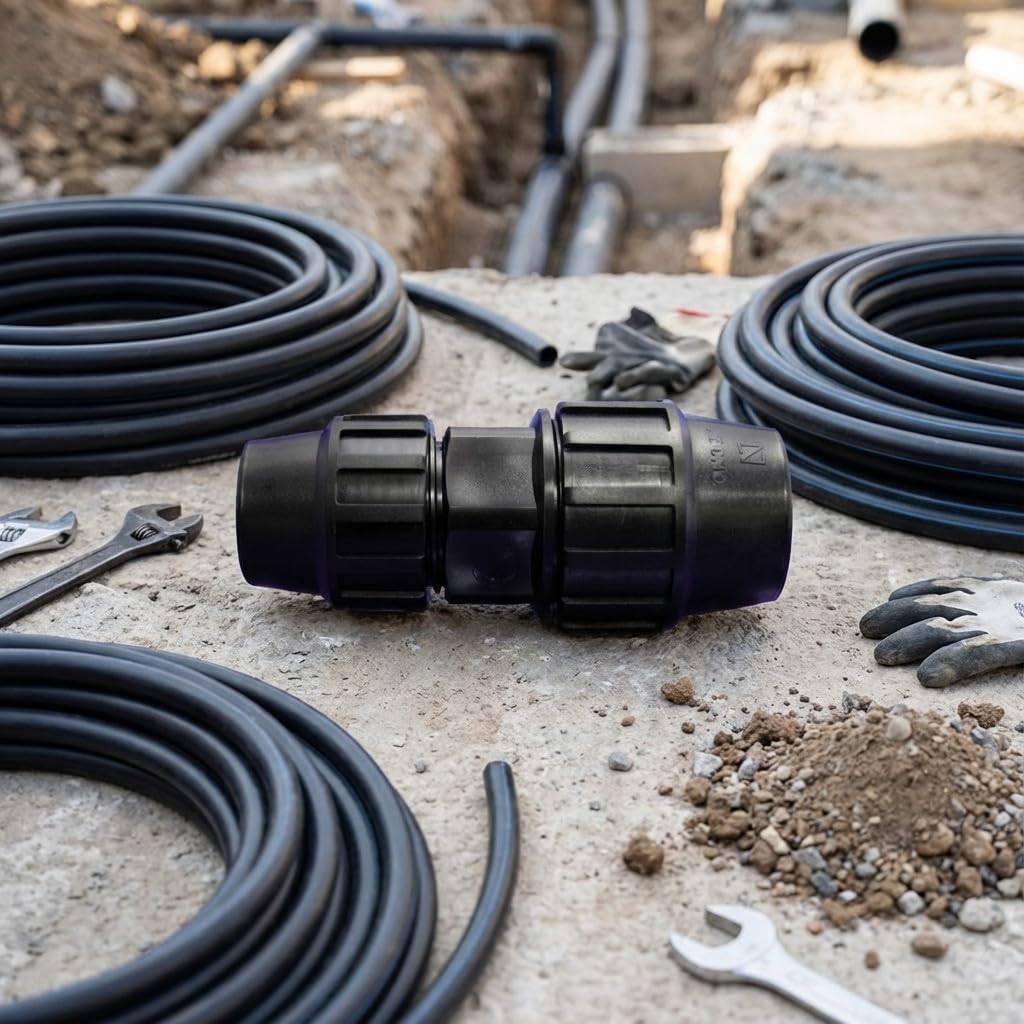 Suinga Confezione da 4 tubi in polietilene ridotto, 75 mm – 63 mm, prodotto con certificato AENOR utilizzato per unire tubi PE da 75 a 63 mm, uso idraulico, irrigazione e cantiere, nero