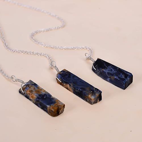 Miniatura 3 de Aura Gems Natural Raw Pietersite Crystals Pendant Necklace, Energy Healing Gemstone, Birthstone, Mother's Day Gift, Silver Plated Jewelry 18 inch,