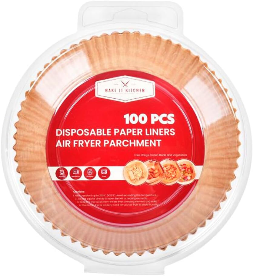 Disposable Air Fryer Paper Liners – 100 Pack, Non Stick Round for Microwave, Free of Bleach, Family Gatherings, Parchment Paper, Oil Proof, Steaming (100, 8″ Round) Disposable Air Fryer Paper Liners – 100 Pack, Non Stick Round for Microwave, Free of Bleach, Family Gatherings, Parchment Paper, Oil Proof, Steaming (100, 8″ Round)