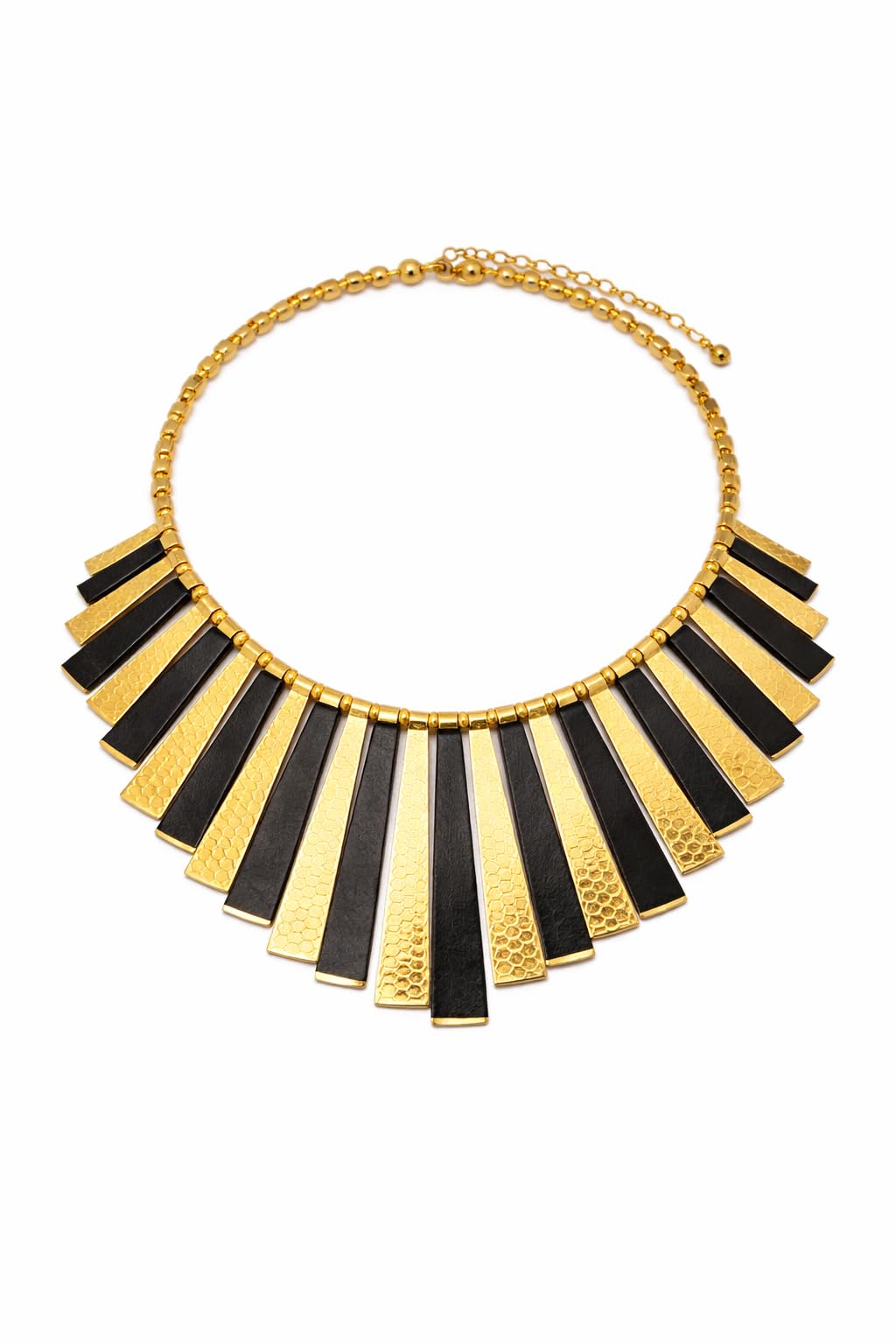 Statement Necklace, Gold and Black Bar Pendant Bib Necklace, Fashion Jewelry for Women, Chunky Chain Collar-image-44