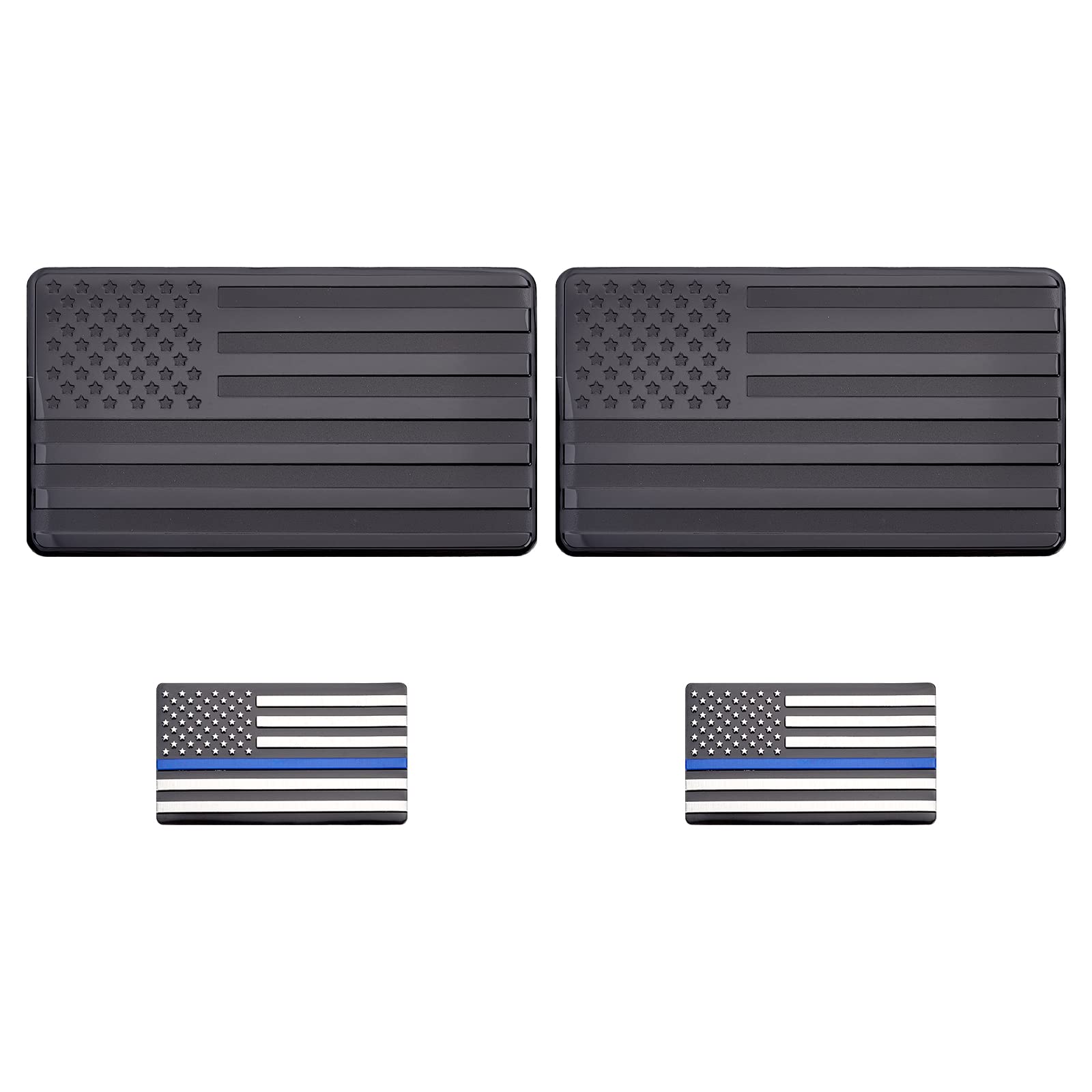 SUPERFINDINGS 4pcs 2 Style US Flag Car Decal Rectangle Black Emblem Decal Stickers Aluminum American Self Adhesive Car Stickers for Car Window Motorcycle