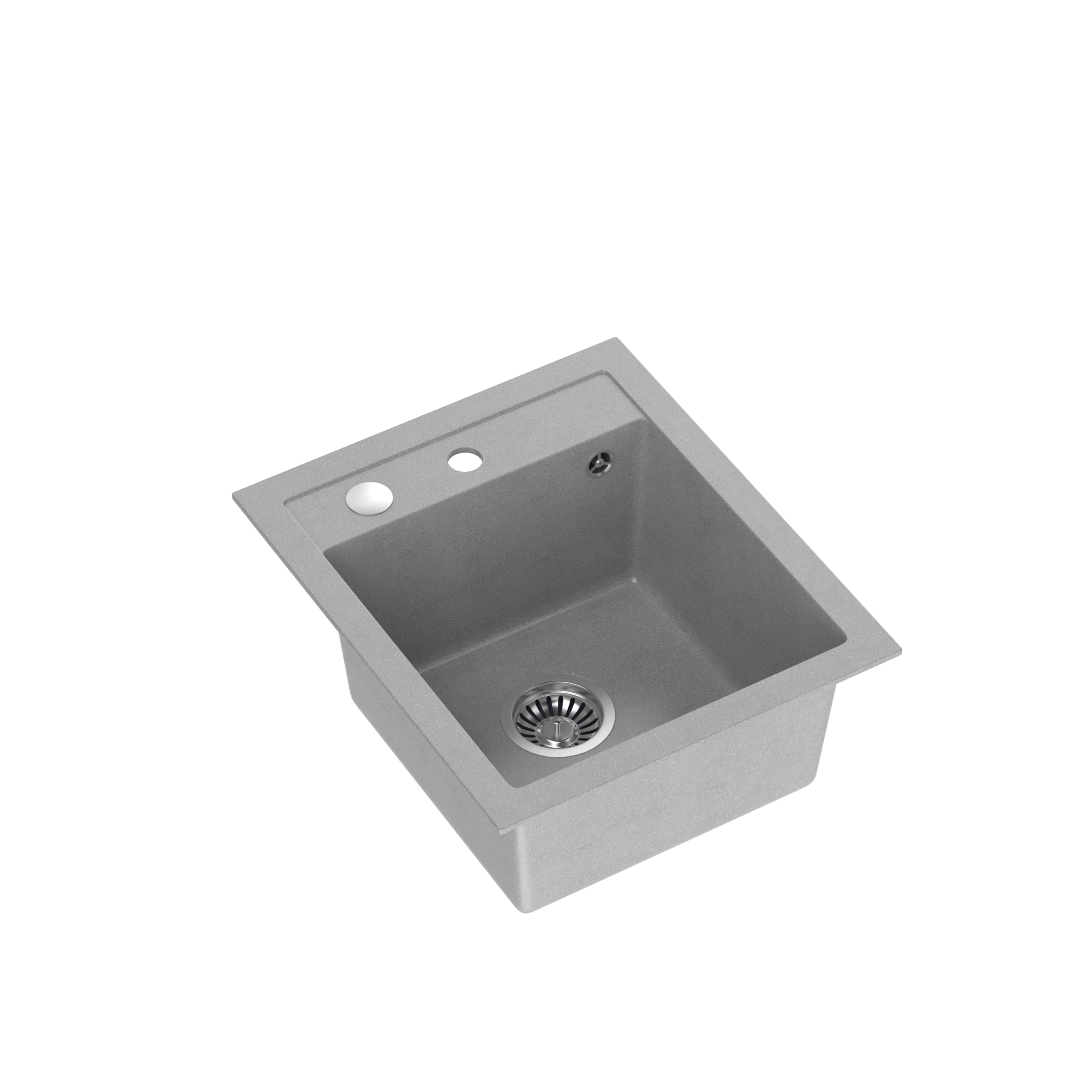 VBChome Fregadero con grifería gris 43 x 50 cm de granito para empotrar con sifón