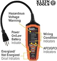 Vista 2 de Klein Tools RT310 Outlet Tester, AFCI and GFCI Receptacle Tester for North American AC Electrical Outlets