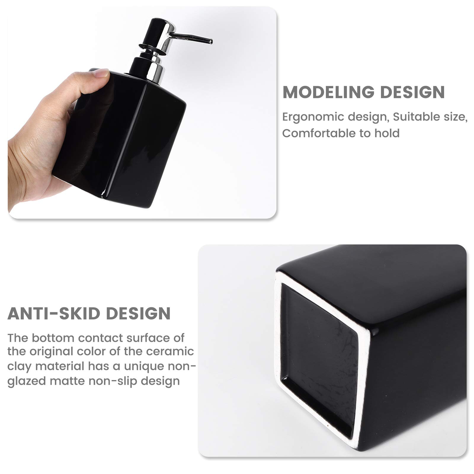 Distributeur De Savon Moussant En Céramique Noir - 300 Ml, Pompe à Mousse Douce, Pour Cuisine Et Salle De Bain