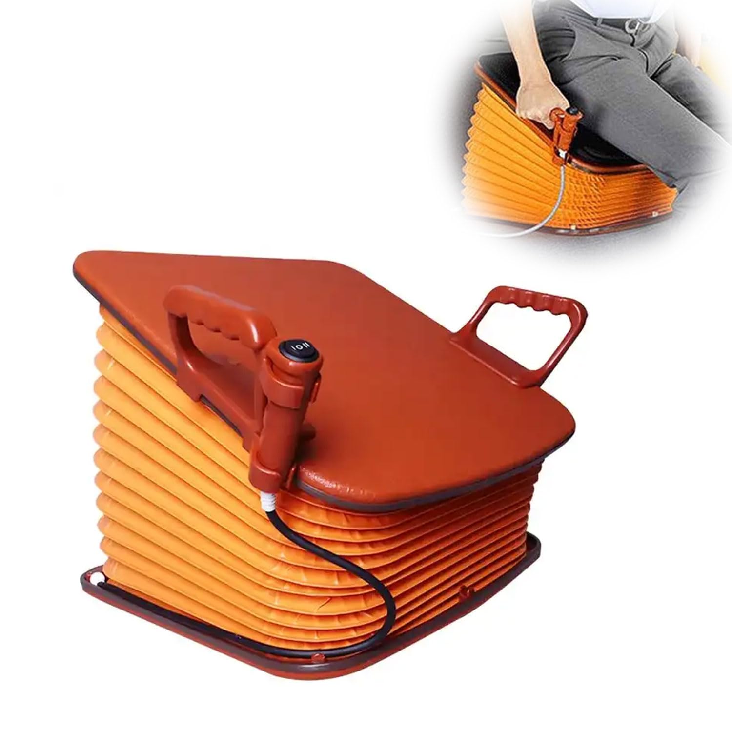 Sedile di sollevamento elettrico, cuscino di assistenza portatile per anziani e disabili, supporta 150 kg, funzionamento one-touch, imbottitura regolabile, comodo da riporre
