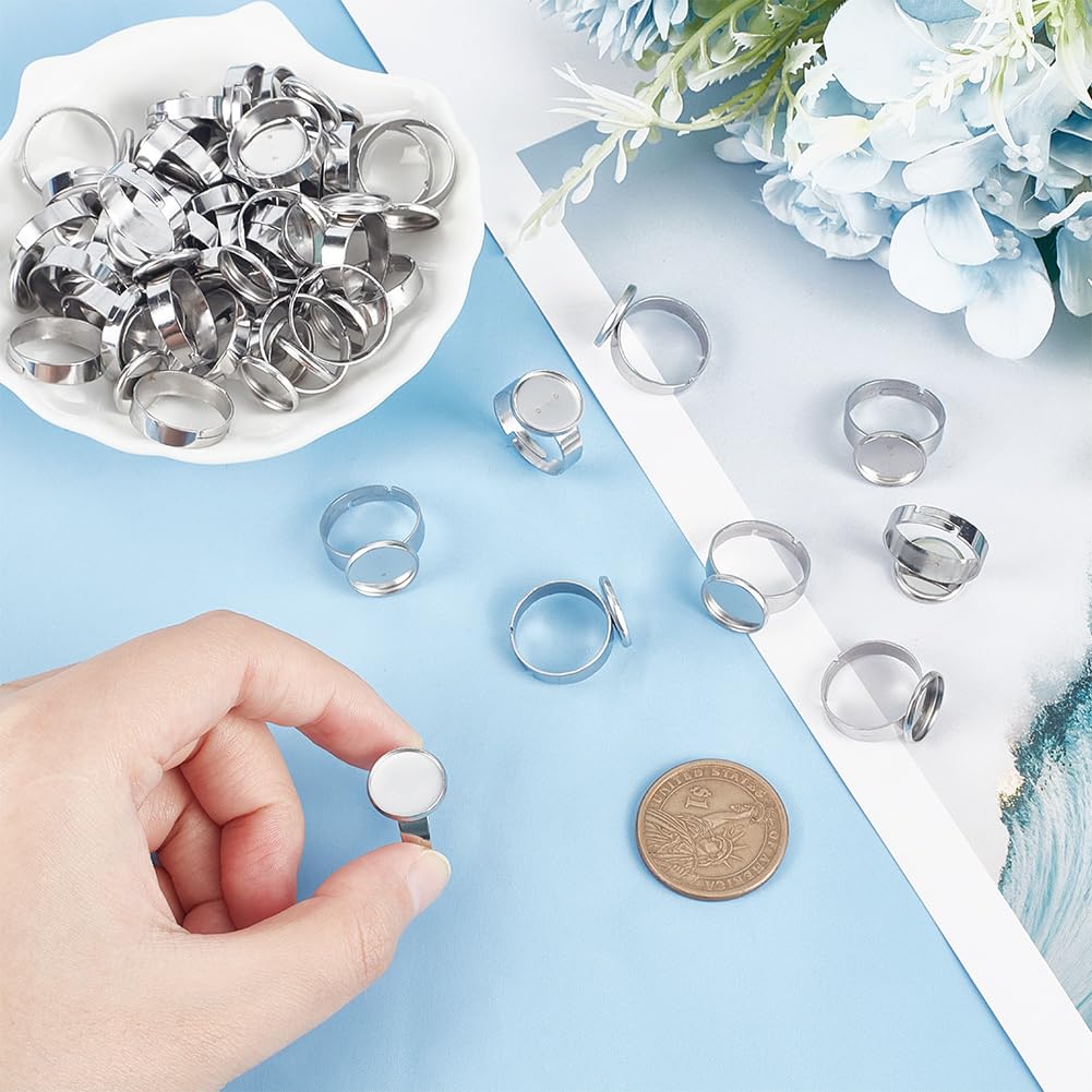 Arricraft Lot De 20 Bagues Vierges En Acier Inoxydable 304 Avec Base