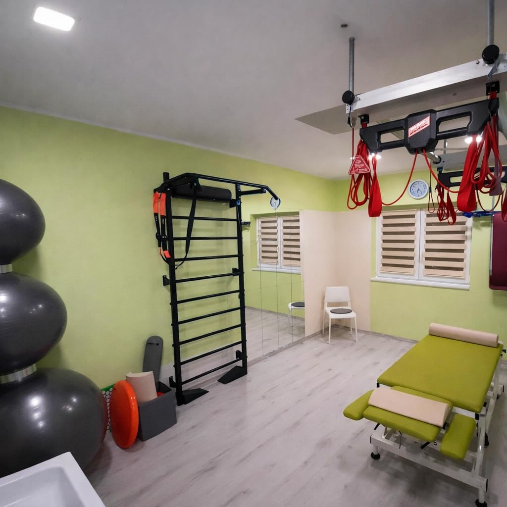 QLS Sprossenwand mit Klimmzugstange Stahl bis 250 kg 228 cm Schwarz | Wandmontage für Home Gym mit 115 cm breiter Klimmzugstange. Profil 40 x 40 x 2 mm, Montagesatz ohne Wanddübel