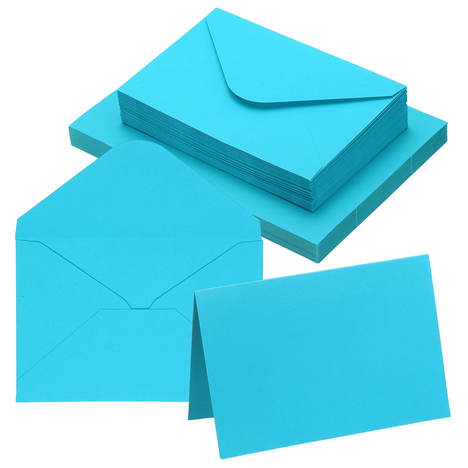 PATIKIL 10x15cm Blank Greeting Card and Envelopes, 50Sets Half Fold Note Cards and Envelopes Folded Right Angles Cardstock Greeting Card for Wedding Birthday Party Invitations, Lake Blue