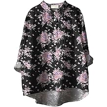 Retro Floral Pattern Button Up Womens Shirts Lapel Long Sleeve Blouses Casual Tops Oversize Clothes with Pocket