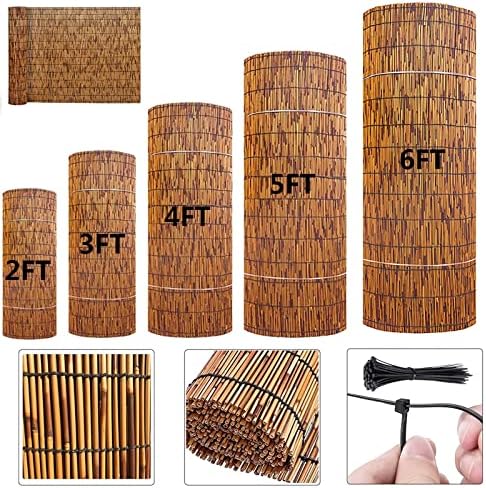 Bcofo Natural Reed Fencing Rolls,4FT X 16.4FT Balcony Reed Fence Bamboo Screen Fencing for Outdoor Backyard Patio， Privacy Screen Panels,Balcony Fencing Covering (Size : H0.61xL2m/H2xL6.6ft)