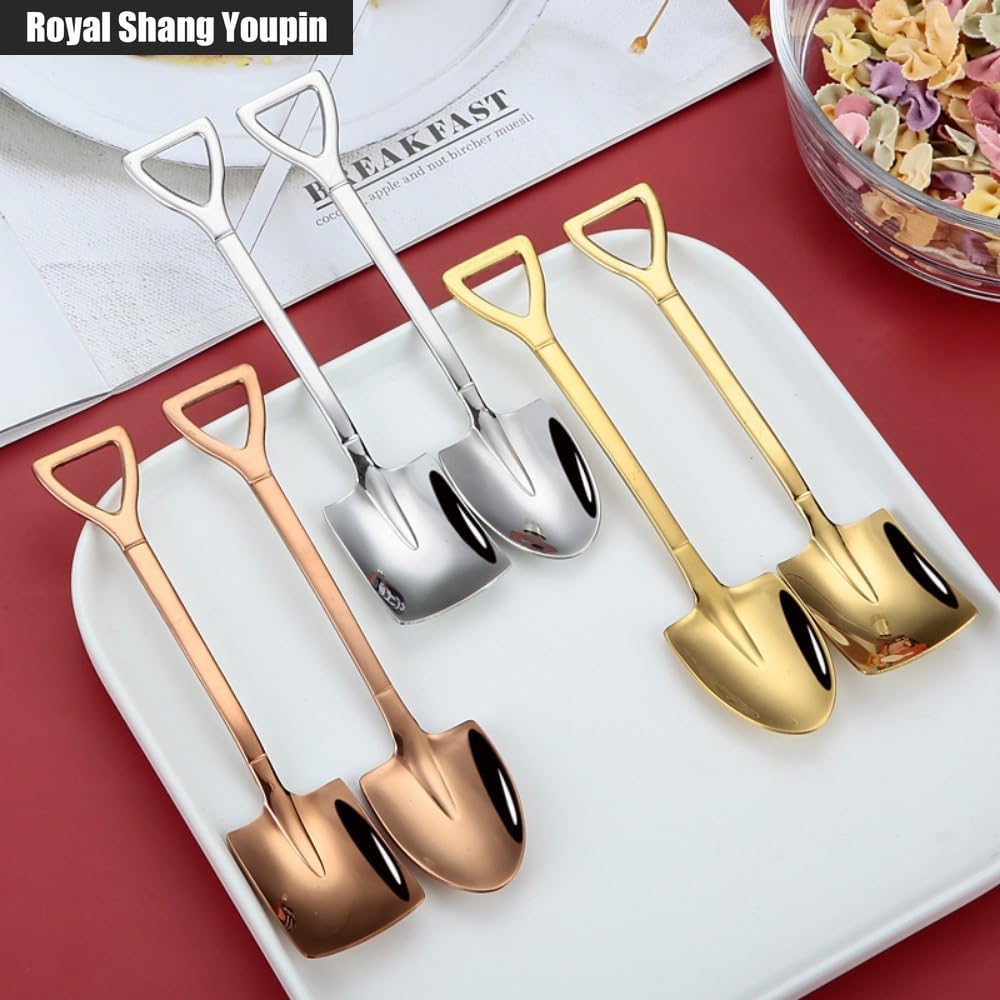 10 cucharas de café retro de acero inoxidable, para postre, sandía, helado, tarta, (10 piezas)