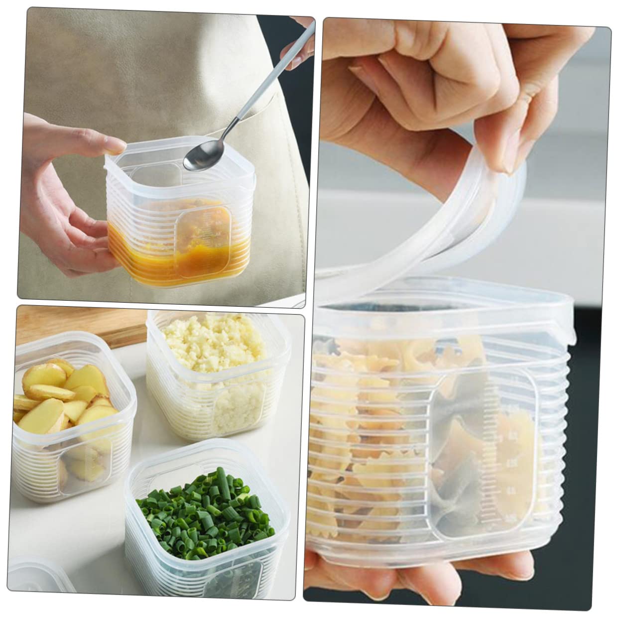 MAGICLULU Food Storage Container Quadrato 7 Pezzi in Plastica Bianca