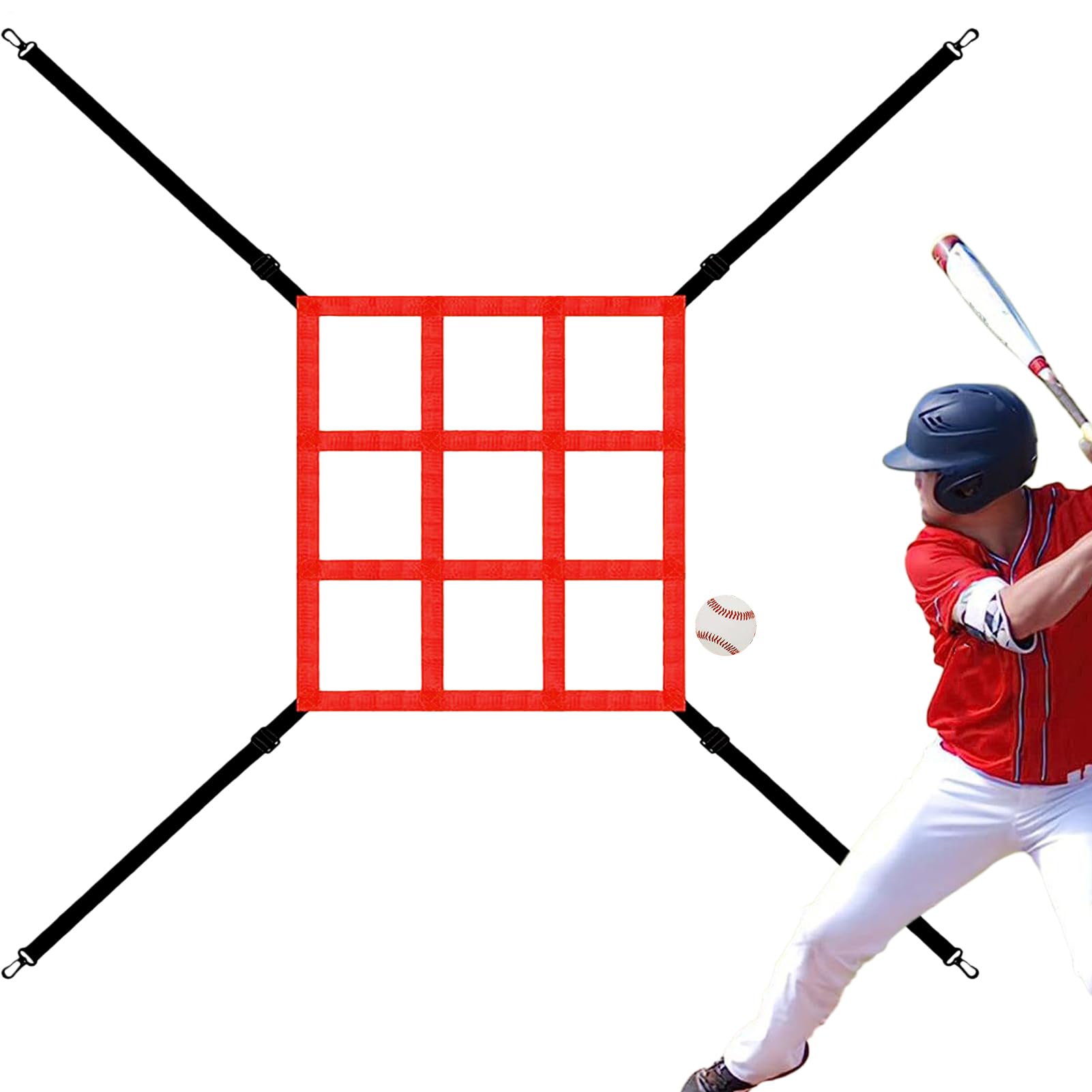 Strike Zone Target, Pitching Target Strike Zone – Rete regolabile Strike Zone per esercitazioni da baseball per colpire, colpire catturare, cintura di fissaggio