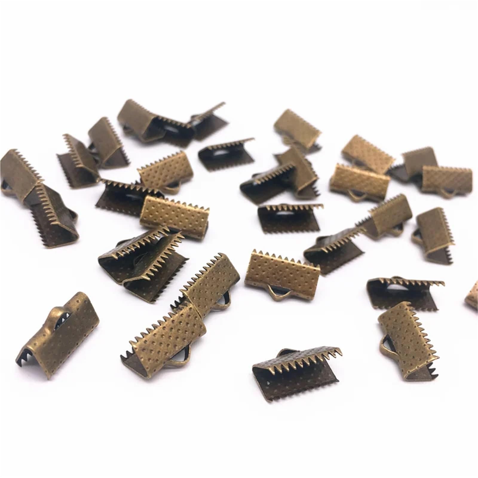 Koraliki zaciskane 500 sztuk 10mm metalowe zaciskane końcówki składane zatrzaski zaciski końcowe przewodu KC złoto/matowe srebro/brąz/srebro/czarne platerowane DIY tworzenia biżuterii(04 silver)