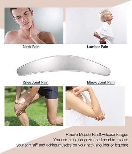 Miniatura 4 de Herramienta de masaje de raspado Gua Sha de acero inoxidable, herramientas IASTM, gran herramienta de movilización de tejidos suaves, terapia