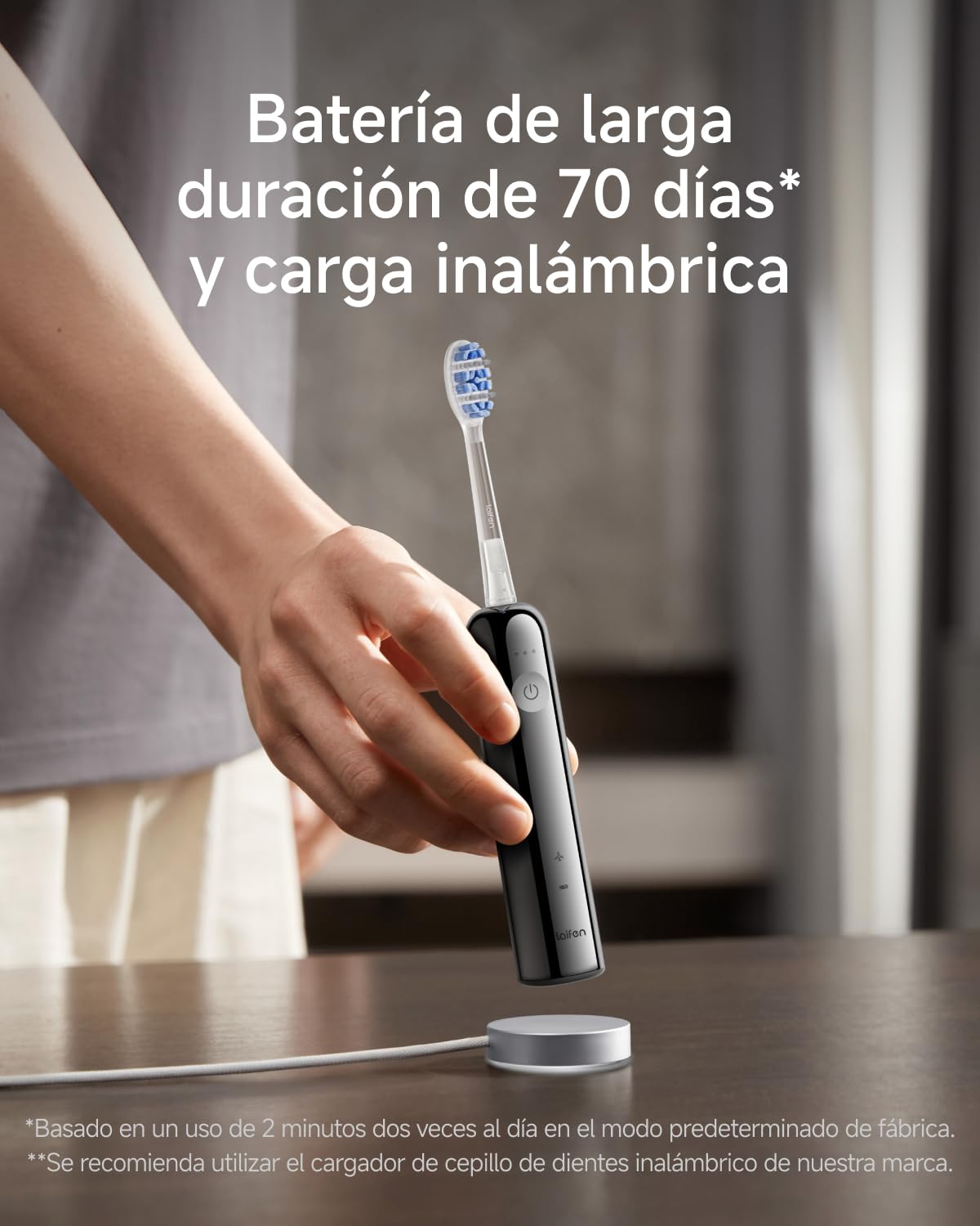 Laifen Wave Pro Cepillo Eléctrico Sónico, Autonomía 70 Días, Acero Inox | Sistema de Limpieza de Doble Modo, Sensor de Presión Inteligente, Tecnología WaveMotion de 60°, IPX8, Ajustes desde la App