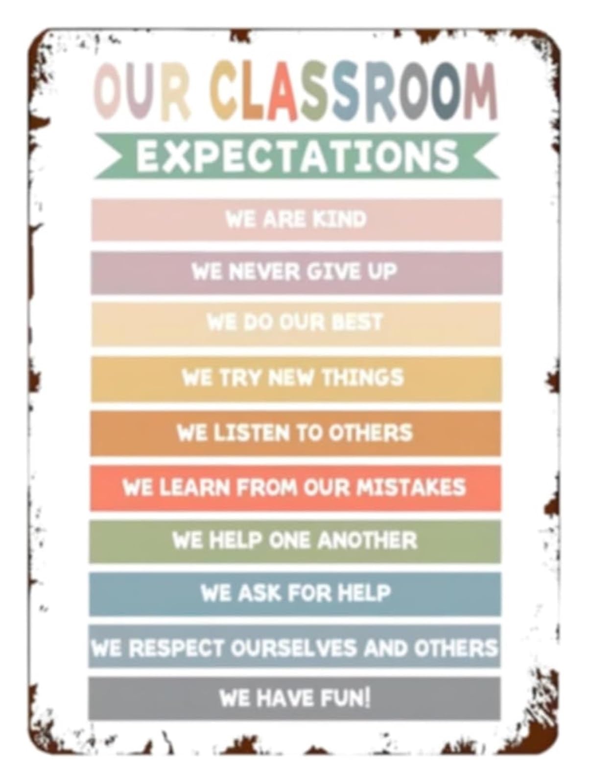 AUOQKQUT Inspirational Classroom Decor Boho Aluminum Tin Sign for Mental Wellness Counseling Office Room Wall-Art 8 X 12 in