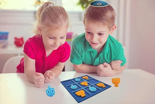 Miniatura 2 de The Dreidel Company Hanukkah Tic-Tac-Toe - Juego de 8 x 8 pulgadas, eventos de fiesta, cumpleaños, premios en el aula y mucho más (paquete de 3)