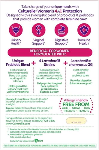 Miniatura 7 de Culturelle Probióticos diarios de equilibrio saludable para mujeres, apoya la salud digestiva, vaginal e inmunológica, diarrea ocasional, gases e