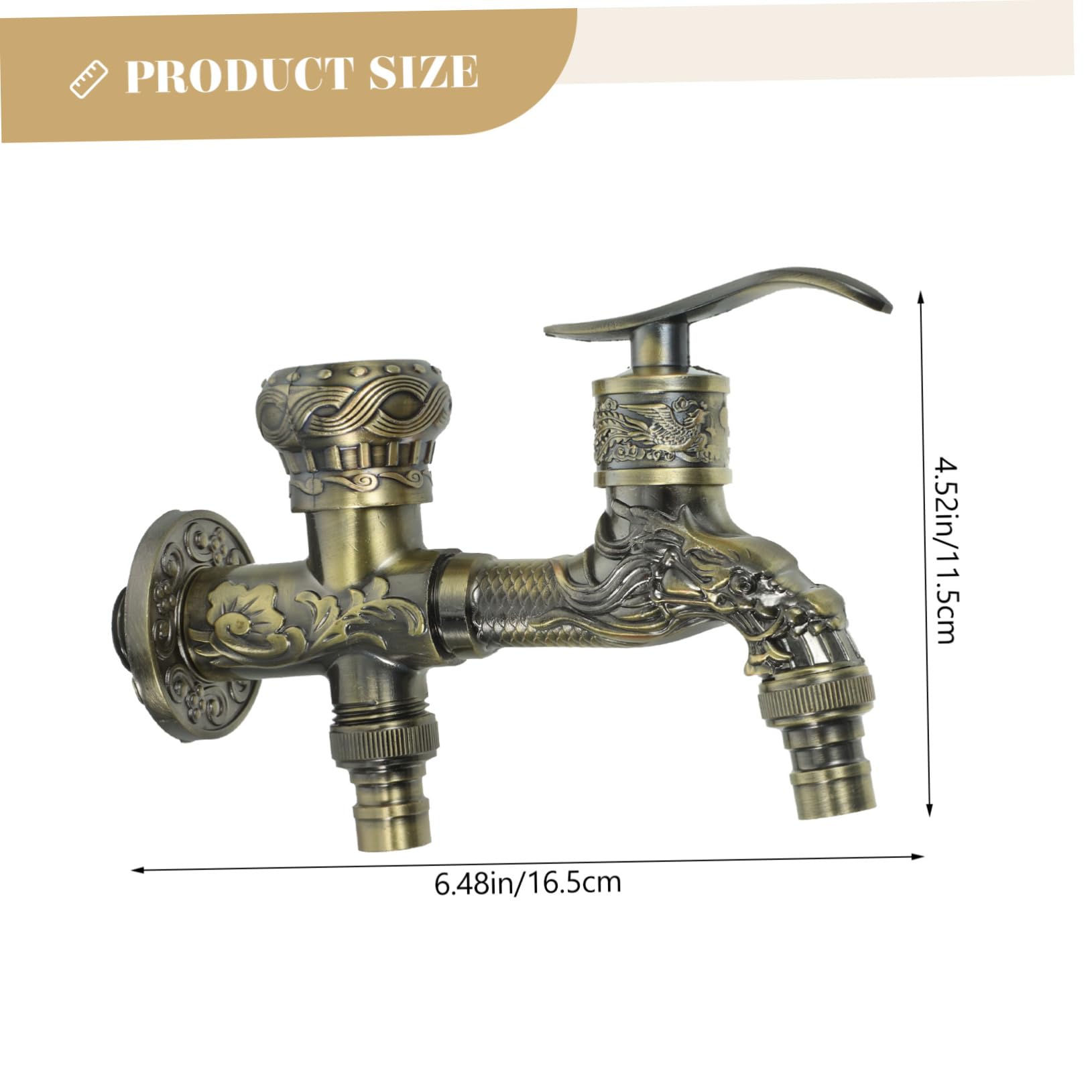 Rubinetto Doppio Giardino in Lega di Zinco 2 Uscite Design Antico e Vintage per Pulizia, Apertura e Chiusura Facile per Lavaggio e Lavabo