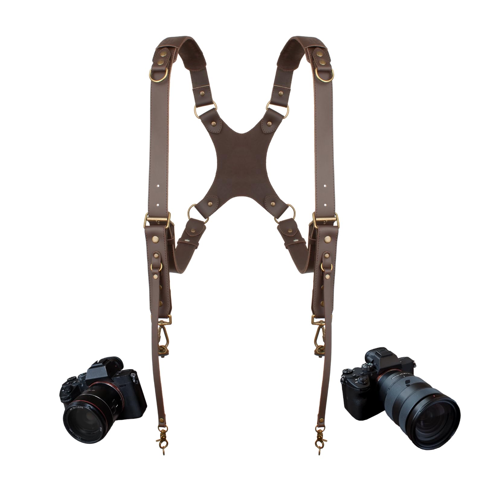 Kameragurt D1,Leder Kameragurt 2 Kameras für Fotografen | Leder Doppelschulter Kameragurt für Fotografen,für Männer und Frauen,Multi-Kamera-Ausrüstung für DSLR/SLR,Schnellverschluss