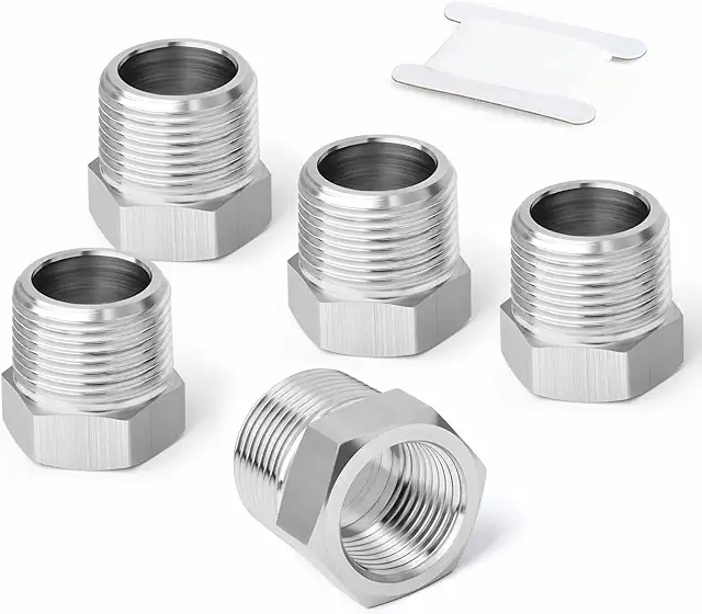 Imagen relacionada con ERGAOBOY 5 piezas de acero inoxidable 304 reductor hexagonal buje, 3/4