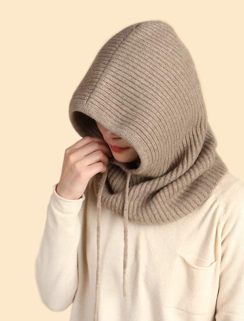 Sciarpa con Cappuccio balaclava in 100% Cashmere – Morbido Scaldacollo Loop con Cappuccio per Donna e Uomo