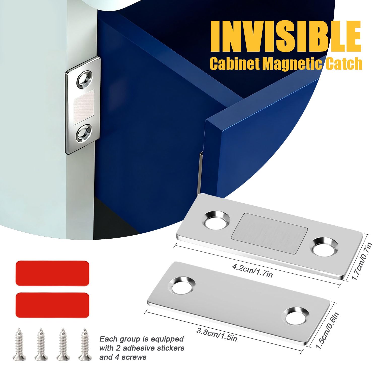 Cabinet Magnetic Catch,Ultra Thin 4 Pack Cabinet Door Magnetic Latch — Amazon image 2