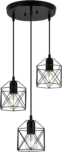 Miniatura 7 de Lámparas colgantes de 3 luces, iluminación colgante de granja, lámpara de comedor, lámpara colgante de isla de cocina industrial, lámpara de techo