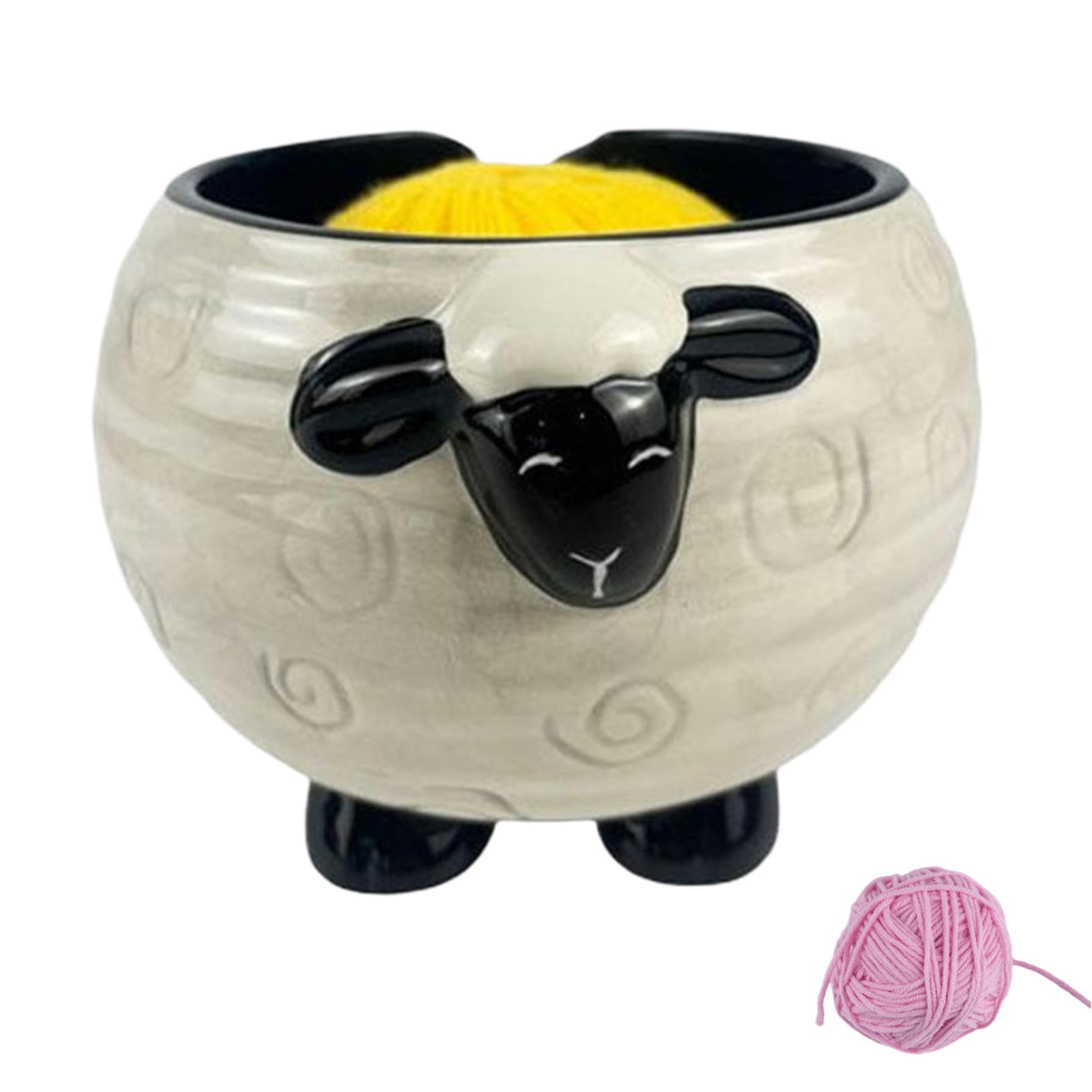 Takingup 1Pc Yarn Holder, Sheep-Shaped Ceramic Yarn Bowl 6X7x5 Inch, Cute Large Capacity Crochet And Knitting Bowl For Storage, For Crafters
