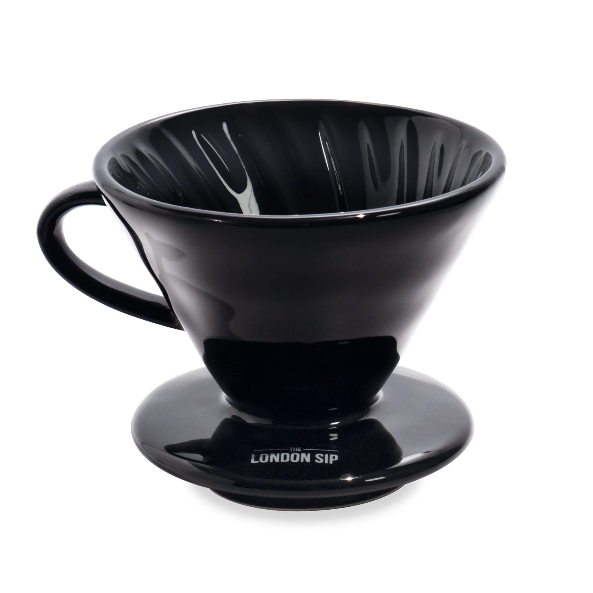 The London Sip Ceramic Coffee Dripper Pour Over Ceramic Coffee Maker, Coffee Slow Brewing Accessories for Home, 1-4 Cup, Black